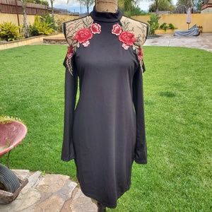 Black embroidery dress